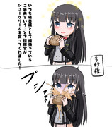 シュークリームを盛大に暴発させるキュンネちゃん