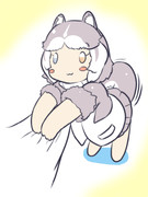 いぬの日らしいので服のすそを引っ張ってくるイエイヌちゃん