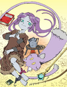 エニラちゃんと猫、ぐるぐる