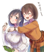 お菓子を食べる飛龍と蒼龍