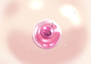ピンクのお皿にのったさくらんぼ・・・・・さくらんぼ。