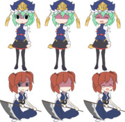 ベトコン☆に出てきた死相姉貴と死相姉貴の上司姉貴の表情差分用素材