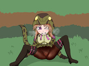 攻撃を受けて尻餅をついたアフリカニシキヘビ