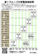 第1グループの停電実施時間　早見表