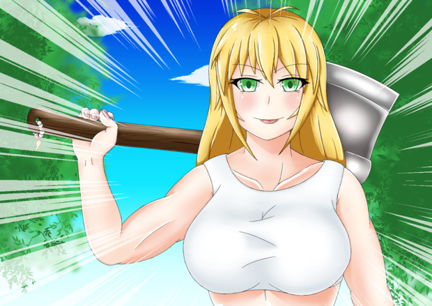 支援絵 マキちゃんはほのぼの田舎ライフの木こりを満喫 略 Sikaoto さんのイラスト ニコニコ静画 イラスト