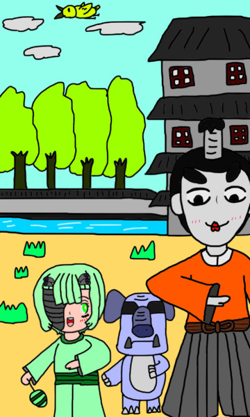 リムちゃんとバカ殿様とモアイ像 ニコニコ静画 イラスト