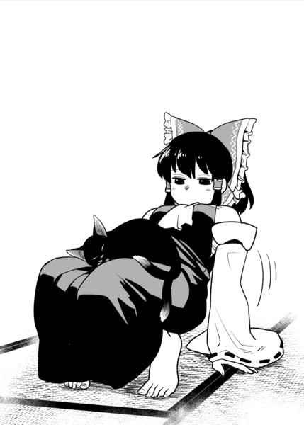 猫を膝に乗せたまま移動せざるを得ない霊夢 フウザサ さんのイラスト ニコニコ静画 イラスト