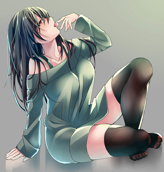 肩だしニットとニーソの間がえどい 潮くりーく さんのイラスト ニコニコ静画 イラスト