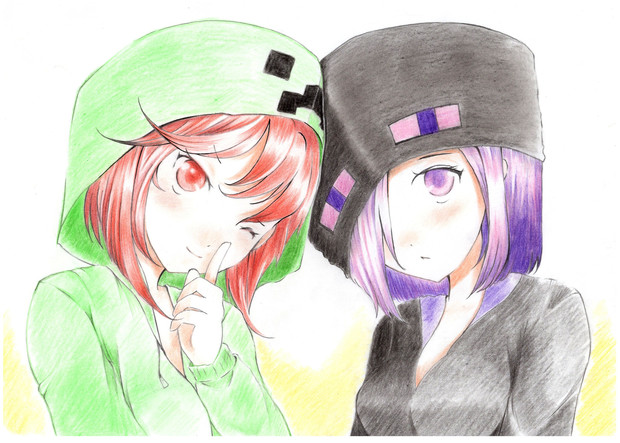 クリーパーガールとエンダーガール 猫麦茶 さんのイラスト ニコニコ静画 イラスト