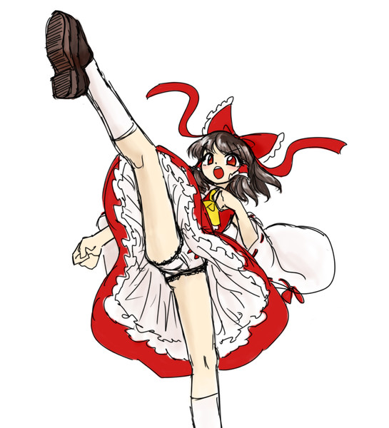 回し蹴り霊夢 軒崎風林 さんのイラスト ニコニコ静画 イラスト