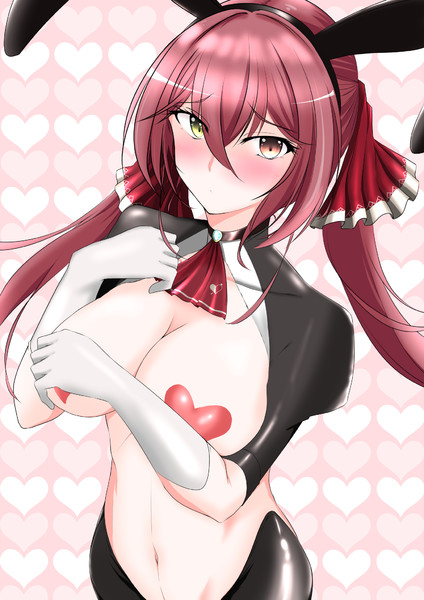 流行の逆バニー、マリン船長に着てもらいました。