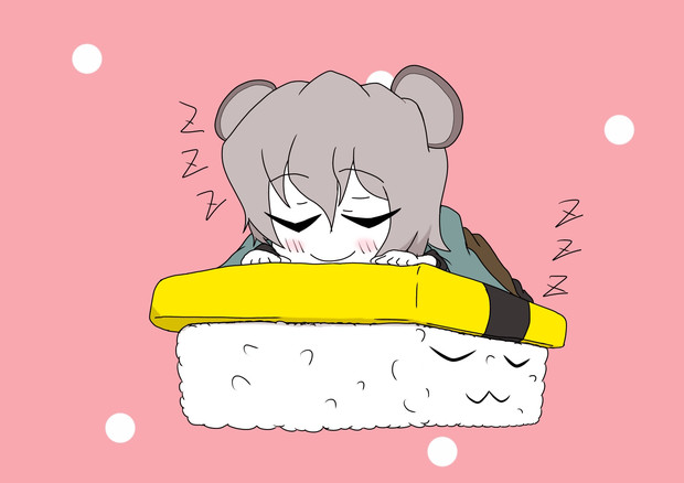 おねんねするちびたまごと卵寿司くん ニコニコ静画 イラスト