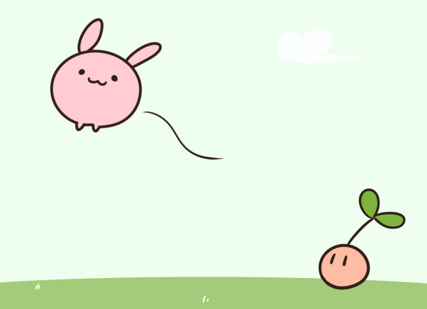 春の風に吹かれて飛んでいくウサギを眺めるじゃがいも てーんの人 木屑 さんのイラスト ニコニコ静画 イラスト