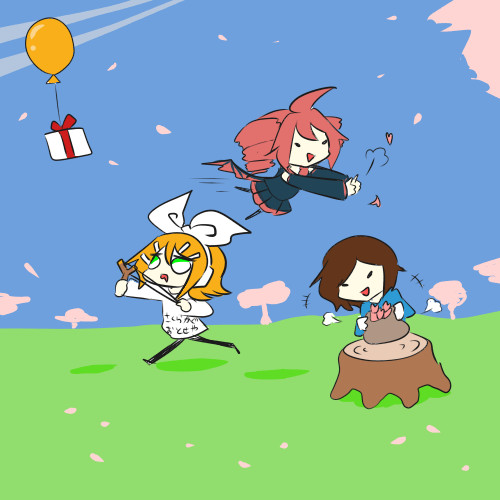 さくらがりをするリン Nanaknomonme さんのイラスト ニコニコ静画 イラスト