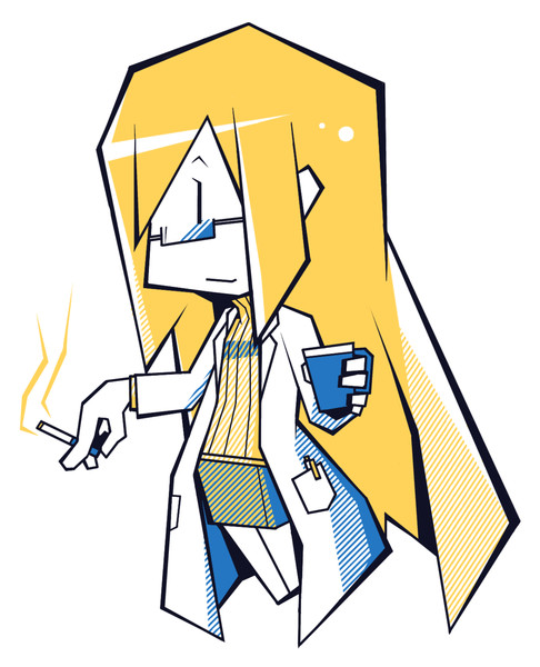 カクカクコーヒー片手にタバコ吸う白衣先生系女子 うーさん さんのイラスト ニコニコ静画 イラスト