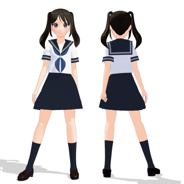 Mmdモデル配布 もぶっぽい子 夏制服ver トモジロ さんのイラスト ニコニコ静画 イラスト