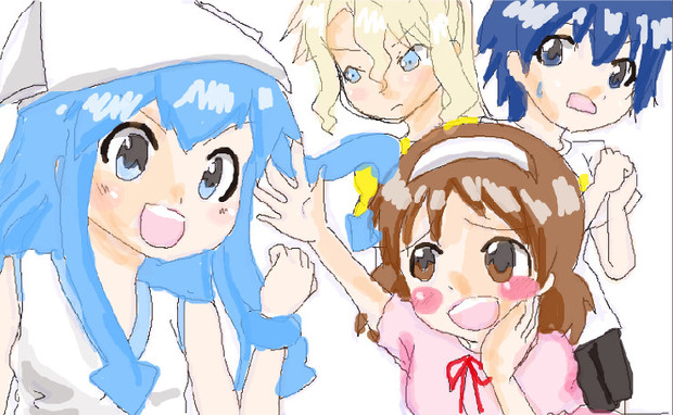 妹 しろゆき にイカ娘と早苗と渚とシンディ描かせてみた Koikaze53 さんのイラスト ニコニコ静画 イラスト