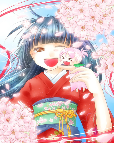 着物と女の子と桜の精と 冴木みやこ さんのイラスト ニコニコ静画 イラスト