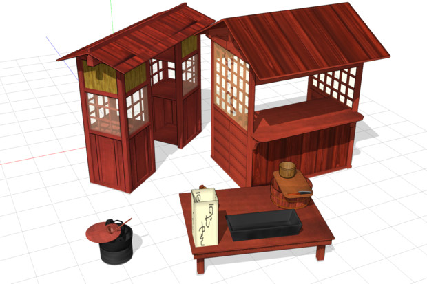 【MMD-OMF10】bst20200502江戸時代の屋台器具セット