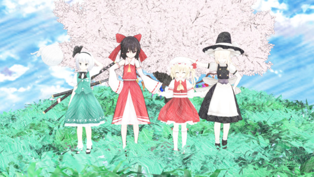 東方mmd 準備は良い あんたたち 霊夢 魔理沙 妖夢 フラン 智美 さんのイラスト ニコニコ静画 イラスト