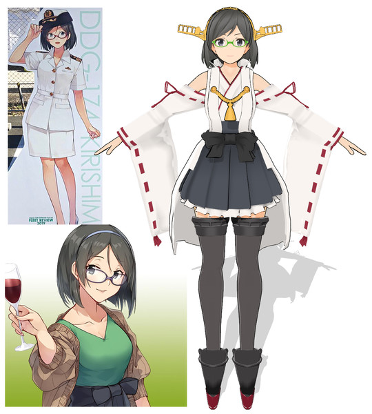 暫定 霧島改二丙 Mmd艦これ改造モデル 比較 つみ式改変 木村天祐 さんのイラスト ニコニコ静画 イラスト