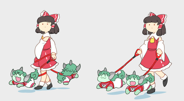 狛犬の散歩 ちゃまるく さんのイラスト ニコニコ静画 イラスト