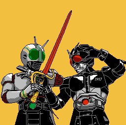 アナザーblackと仮面ライダーシャドー ドット絵 ケイズワーク さんのイラスト ニコニコ静画 イラスト