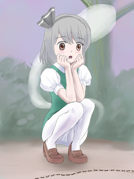 暇を持て余して蟻の行列に見入る妖夢さん 碓井央 さんのイラスト ニコニコ静画 イラスト