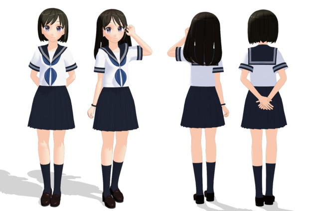 Mmdモデル配布 もぶっぽい子b もぶっぽい子 夏制服ver トモジロ さんのイラスト ニコニコ静画 イラスト