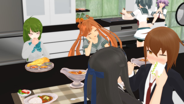 Mmd艦これ キスカ組のカレー会食作戦 やくも さんのイラスト ニコニコ静画 イラスト