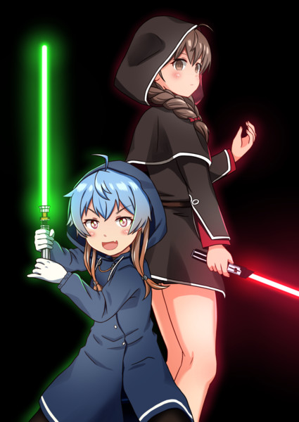 レインコートでswごっこする佐渡様とシンシュウの暗黒卿さん つけしる さんのイラスト ニコニコ静画 イラスト