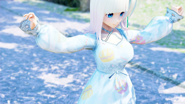 Mmd Vroid Victoria Rubin ヴィクトリア ルービン 水色柄ワンピース Premium V さんのイラスト ニコニコ静画 イラスト