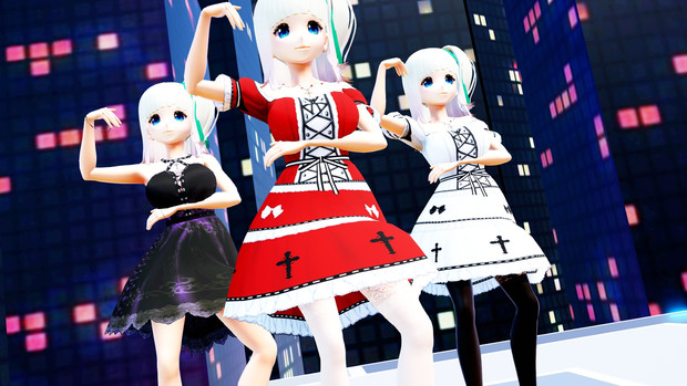 Mmd Vroid ヴィクトリア ルービン 黒ワンピース 白 赤ドレス Premium N さんのイラスト ニコニコ静画 イラスト
