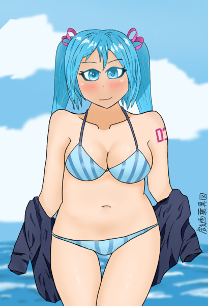 海 水着 初音ミク 戯画葉異図ver 2 5 2 5 さんのイラスト ニコニコ静画 イラスト