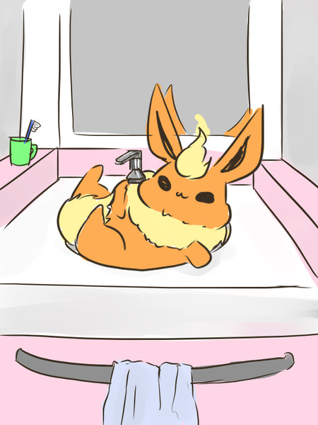 家で1番涼しい場所を知っているブースターくん らじ さんのイラスト ニコニコ静画 イラスト