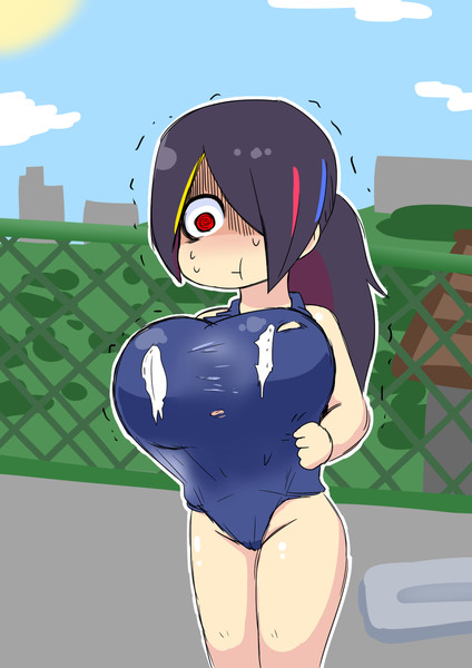 巨乳O学生 巨乳小学生、水着に苦戦し水泳に参加するもこれ以上動けず見学する / 閃光 さんのイラスト - ニコニコ静画(イラスト)