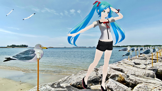 ミクさんと カモメの駐車場 佐久島 そうせき さんのイラスト ニコニコ静画 イラスト