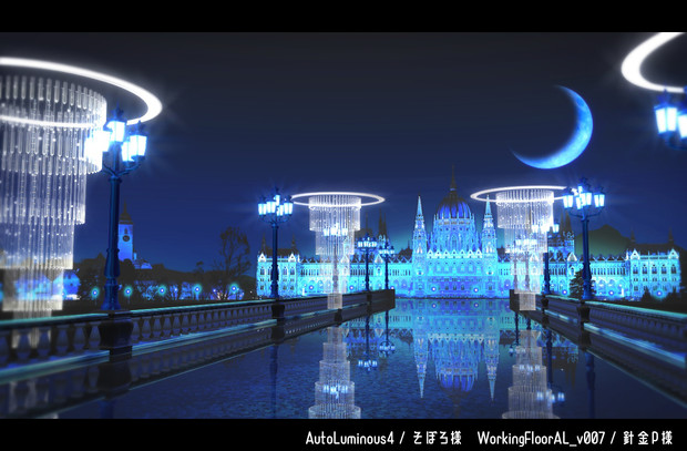 Mmdステージ配布 夜の西洋橋 青 Ai さんのイラスト ニコニコ静画 イラスト