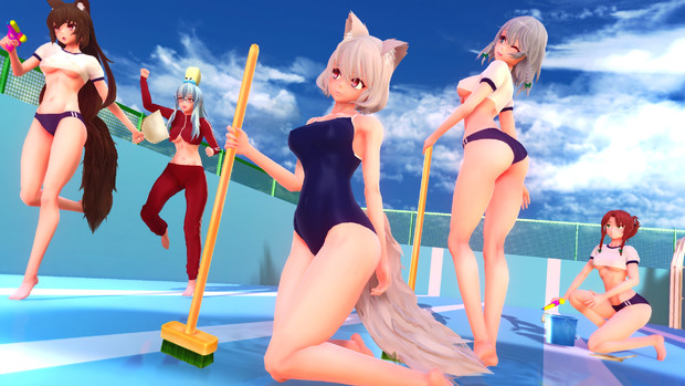 Mmd プール掃除 Mit U さんのイラスト ニコニコ静画 イラスト
