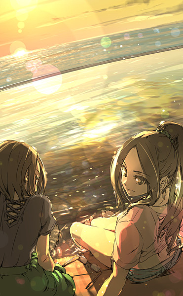 夕焼けと海と足湯 すぺ さんのイラスト ニコニコ静画 イラスト