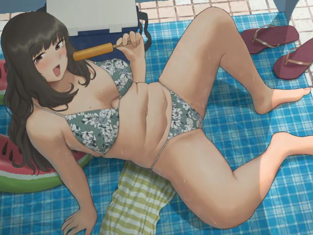 プールテントの水着お姉さん 緑茶みち さんのイラスト ニコニコ静画 イラスト