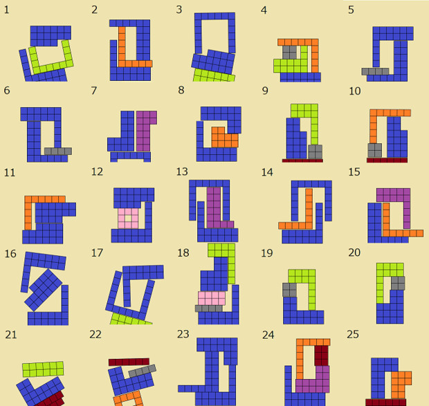 ニコニコタワー　ブロックの組み合わせ例（001~025）