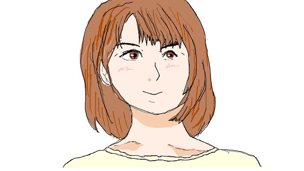 女優の浜辺美波　さん　をマウスで描いてみた