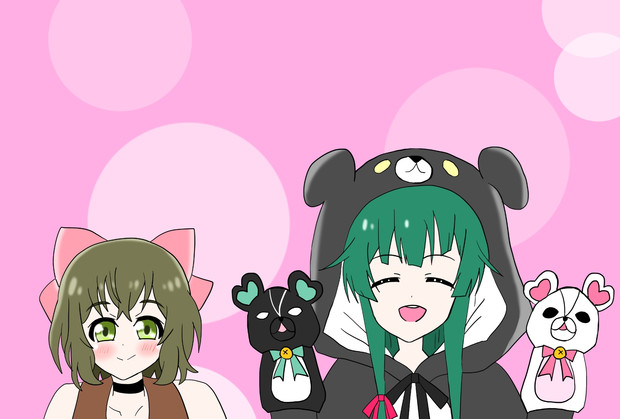 最強の熊の着ぐるみのユナと異世界の少女フィナ 絵描きの冒険者katosan さんのイラスト ニコニコ静画 イラスト