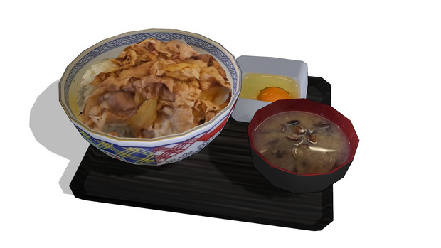 牛丼並盛卵蜆味噌汁セット