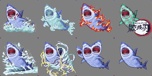 鮫バリエーションドット絵 メカラウロコ さんのイラスト ニコニコ静画 イラスト