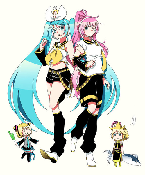 初音ミクで鏡音リン 巡音ルカで鏡音レン 衣装交換 浅井麻 さんのイラスト ニコニコ静画 イラスト