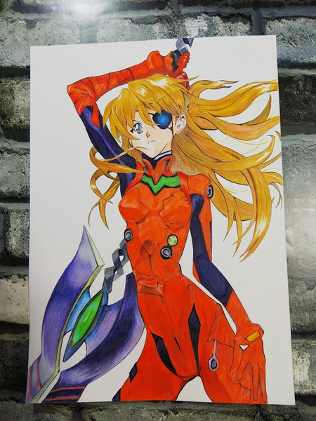 手描きアナログイラスト 新世紀エヴァンゲリオン アスカ
