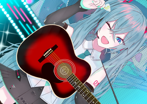 アコギを弾くミクさん ニコニコ静画 イラスト