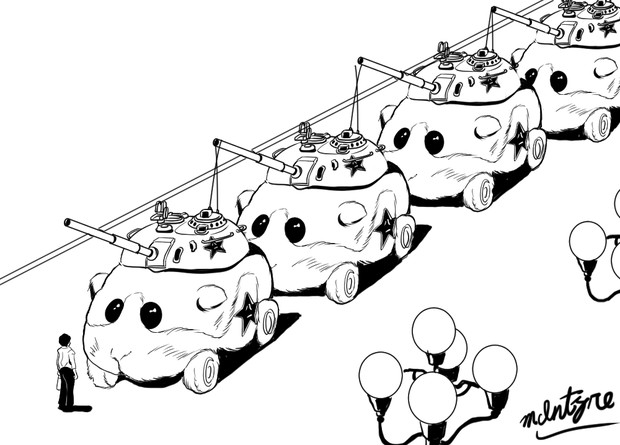 北京観光するモルカーちゃんの行列と一般通過市民 となりのマッキンタイア さんのイラスト ニコニコ静画 イラスト